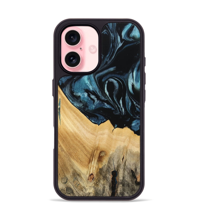 iPhone 16 Wood Phone Case - Eliga (Blue, 741086)