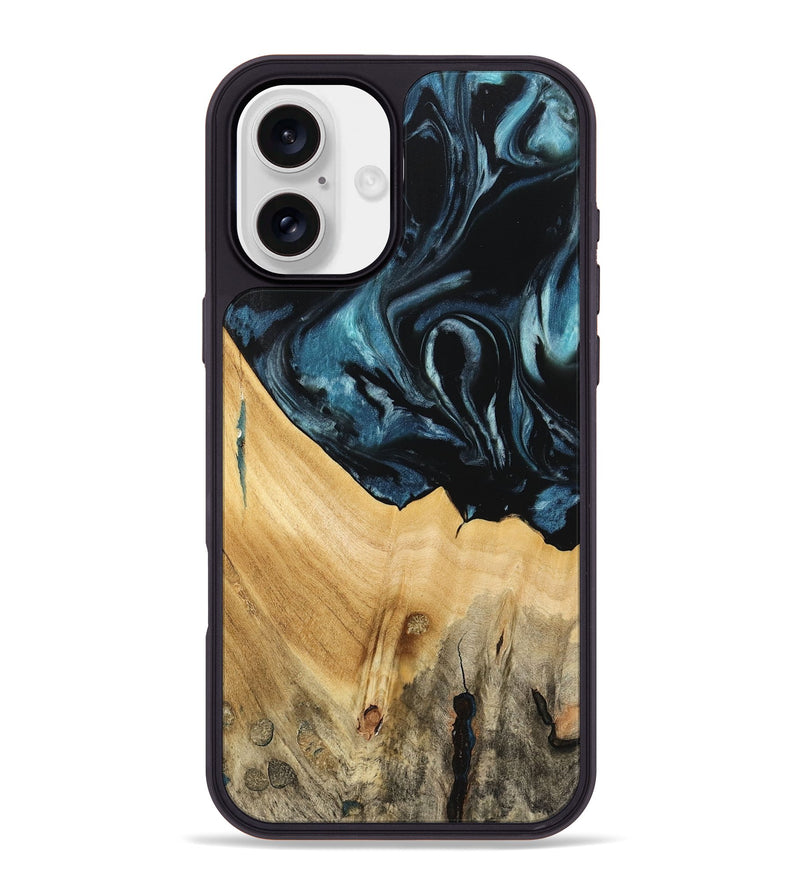 iPhone 16 Plus Wood Phone Case - Eliga (Blue, 741086)