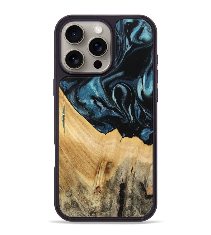 iPhone 16 Pro Max Wood Phone Case - Eliga (Blue, 741086)