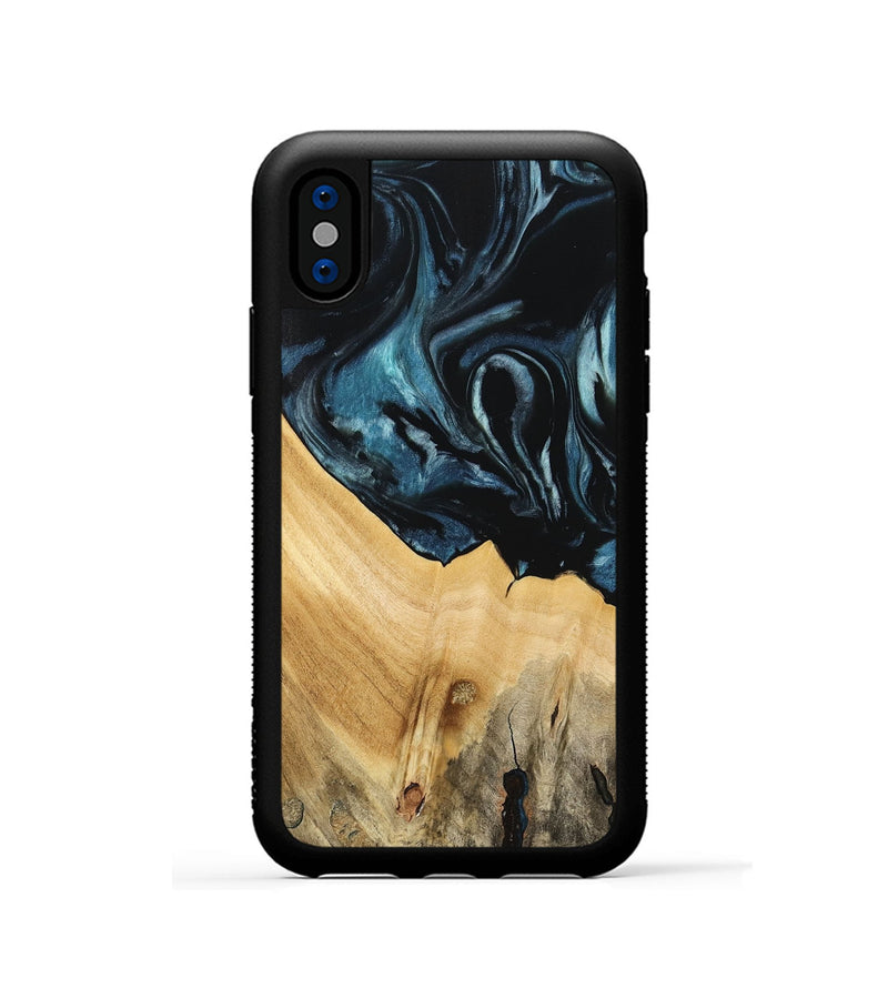 iPhone Xs Wood Phone Case - Eliga (Blue, 741086)