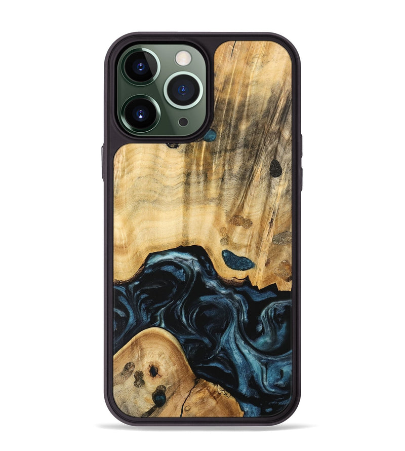 iPhone 13 Pro Max Wood Phone Case - Eluned (Blue, 741104)