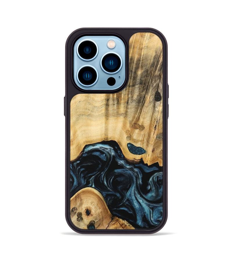 iPhone 14 Pro Wood Phone Case - Eluned (Blue, 741104)