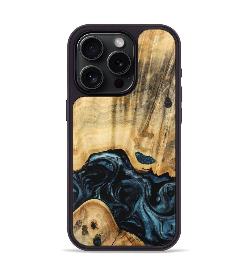 iPhone 15 Pro Wood Phone Case - Eluned (Blue, 741104)