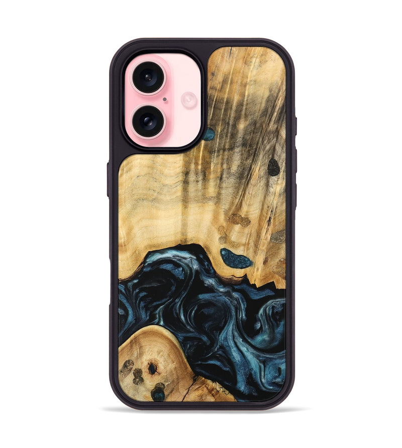 iPhone 16 Wood Phone Case - Eluned (Blue, 741104)