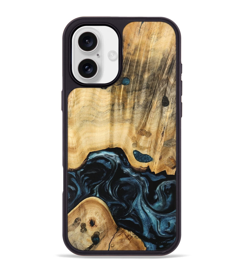 iPhone 16 Plus Wood Phone Case - Eluned (Blue, 741104)