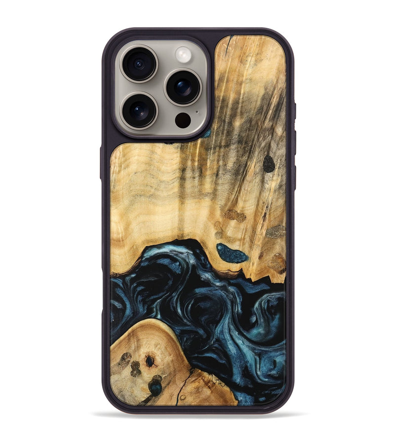 iPhone 16 Pro Max Wood Phone Case - Eluned (Blue, 741104)