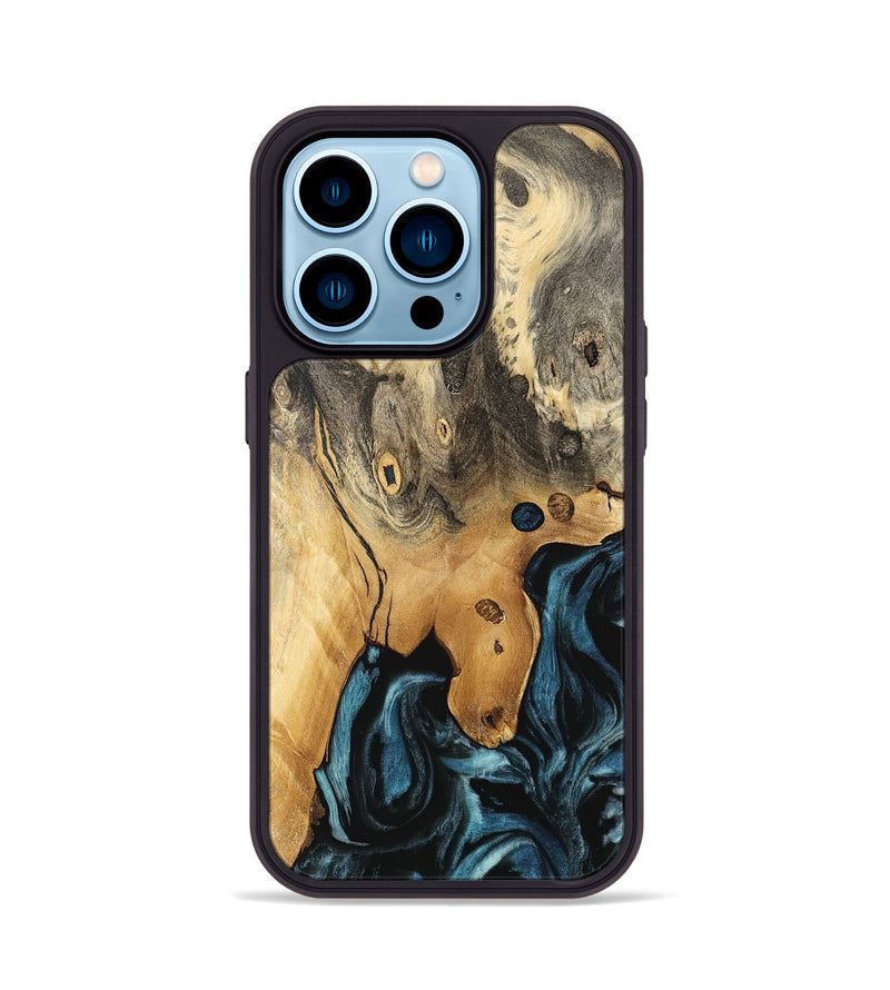 iPhone 14 Pro Wood Phone Case - Johanne (Blue, 741117)