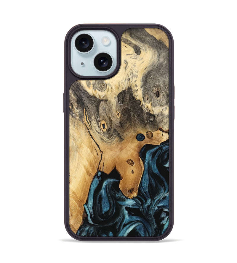 iPhone 15 Wood Phone Case - Johanne (Blue, 741117)