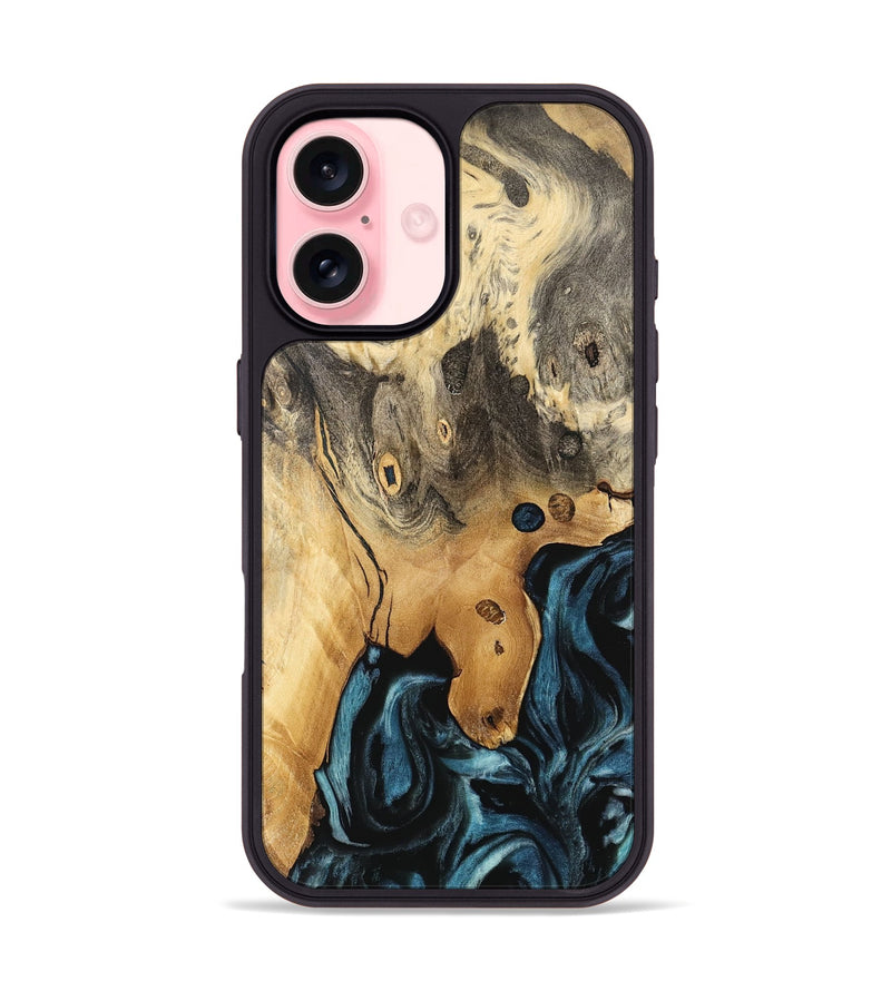 iPhone 16 Wood Phone Case - Johanne (Blue, 741117)