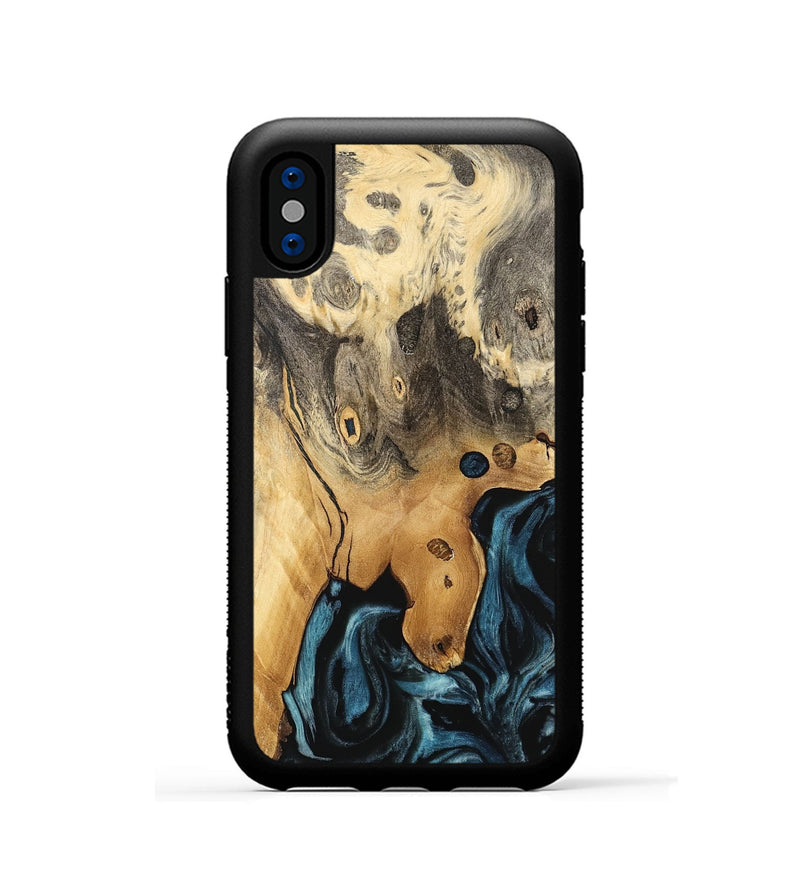 iPhone Xs Wood Phone Case - Johanne (Blue, 741117)