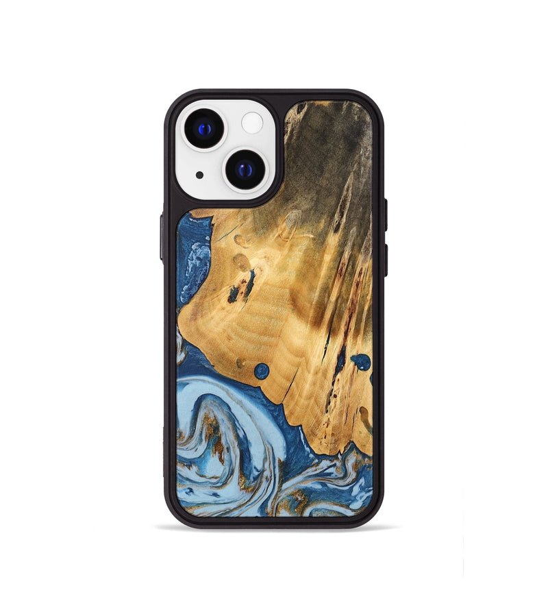 iPhone 13 mini Wood Phone Case - Brigid (Teal & Gold, 741151)