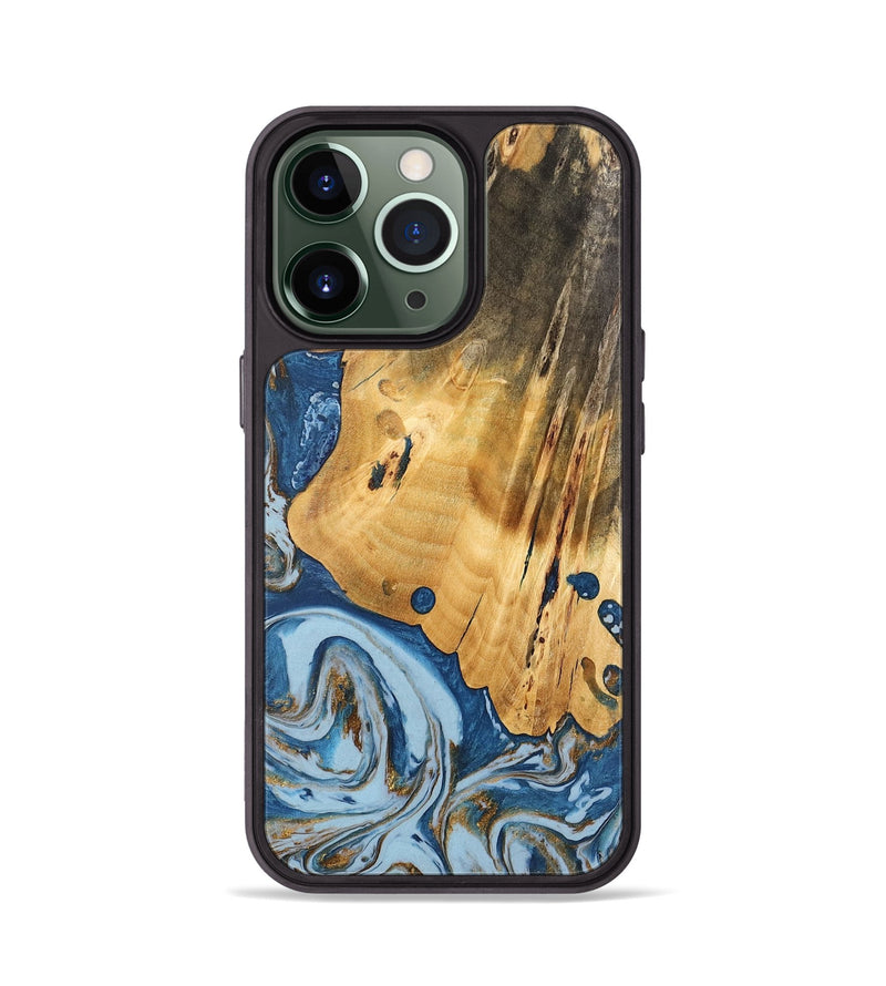 iPhone 13 Pro Wood Phone Case - Brigid (Teal & Gold, 741151)