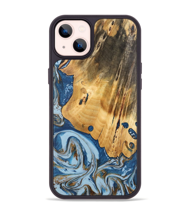 iPhone 14 Plus Wood Phone Case - Brigid (Teal & Gold, 741151)