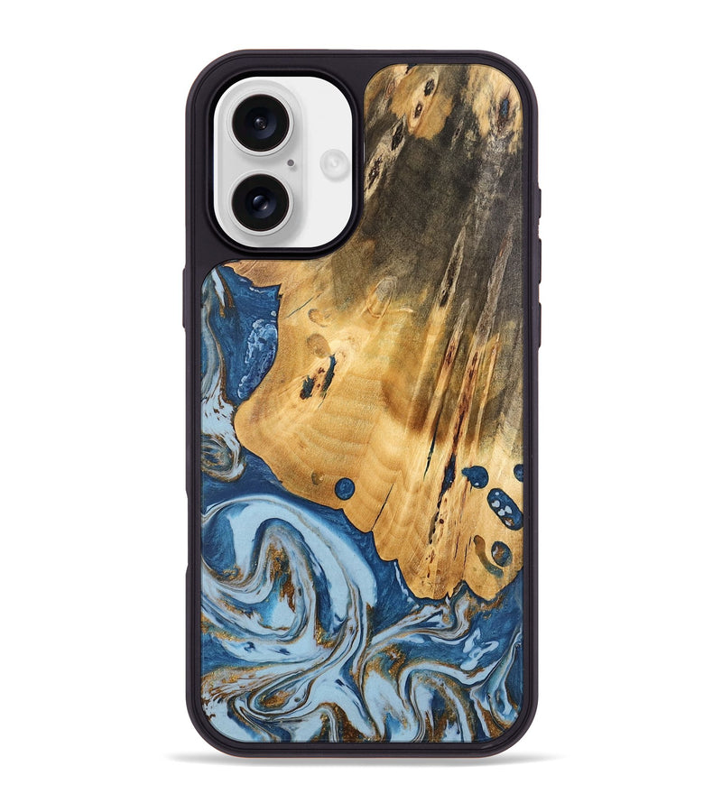 iPhone 16 Plus Wood Phone Case - Brigid (Teal & Gold, 741151)