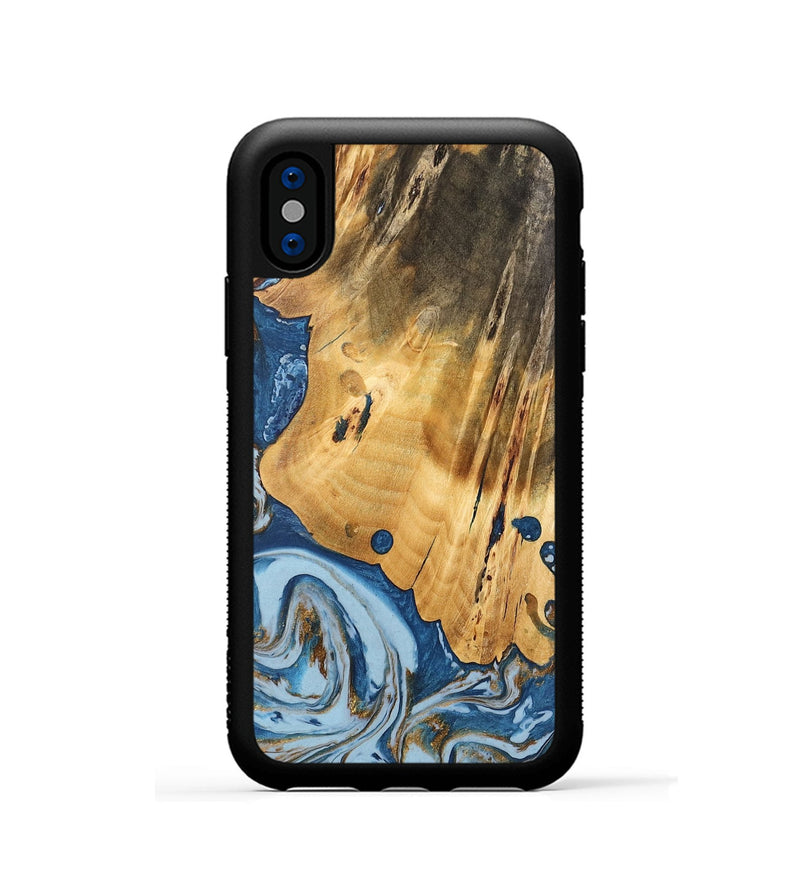 iPhone Xs Wood Phone Case - Brigid (Teal & Gold, 741151)