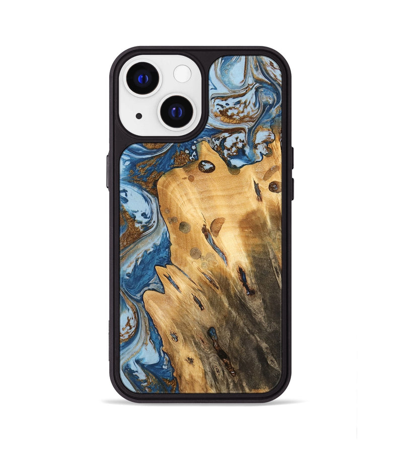 iPhone 13 Wood Phone Case - Barbee (Teal & Gold, 741152)