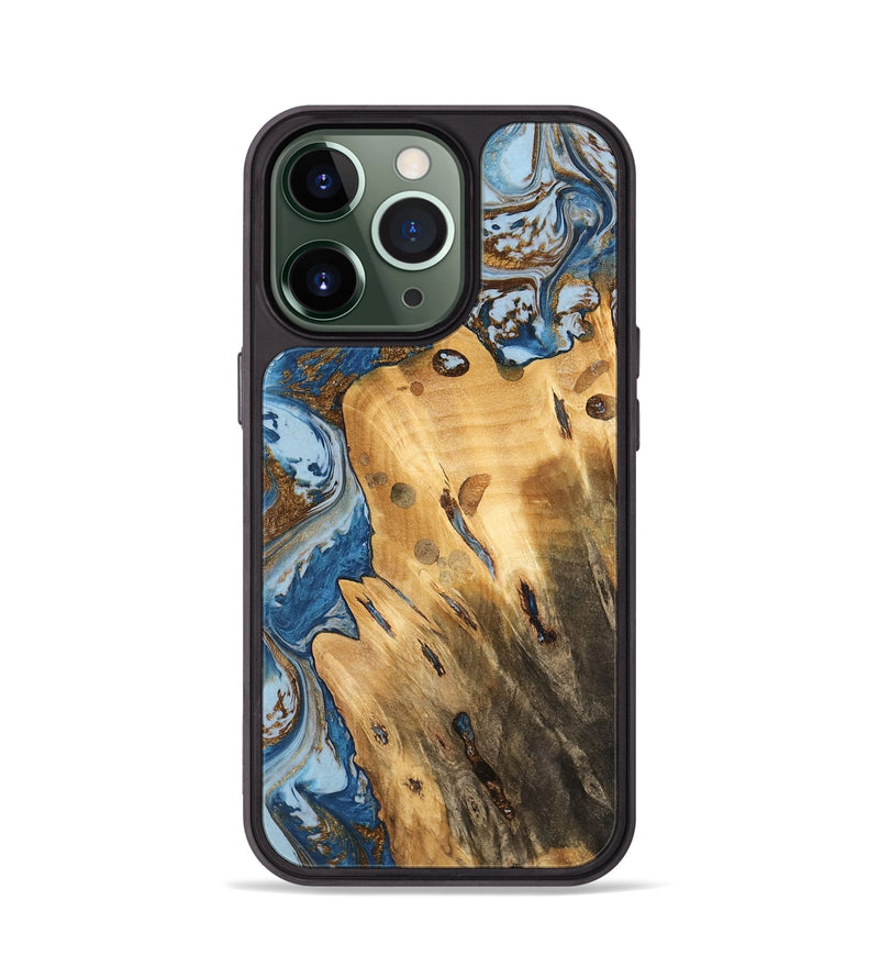 iPhone 13 Pro Wood Phone Case - Barbee (Teal & Gold, 741152)