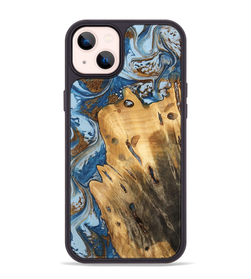 iPhone 14 Plus Wood Phone Case - Barbee (Teal & Gold, 741152)