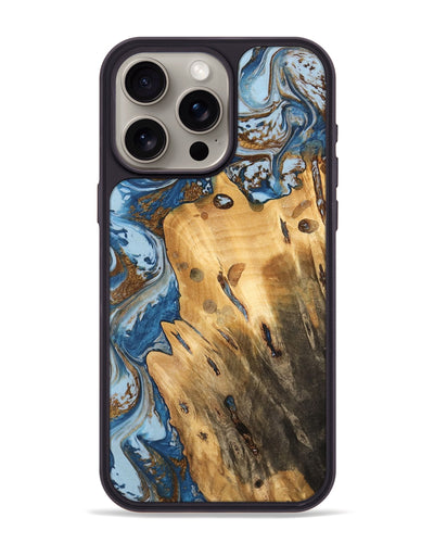 iPhone 15 Pro Max Wood Phone Case - Barbee (Teal & Gold, 741152)