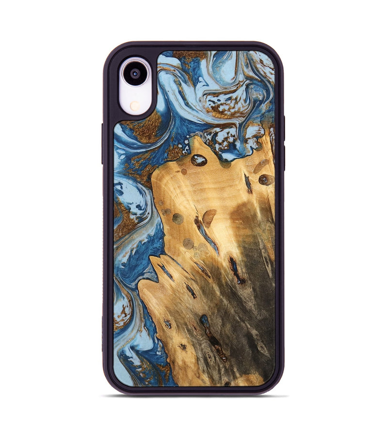 iPhone Xr Wood Phone Case - Barbee (Teal & Gold, 741152)