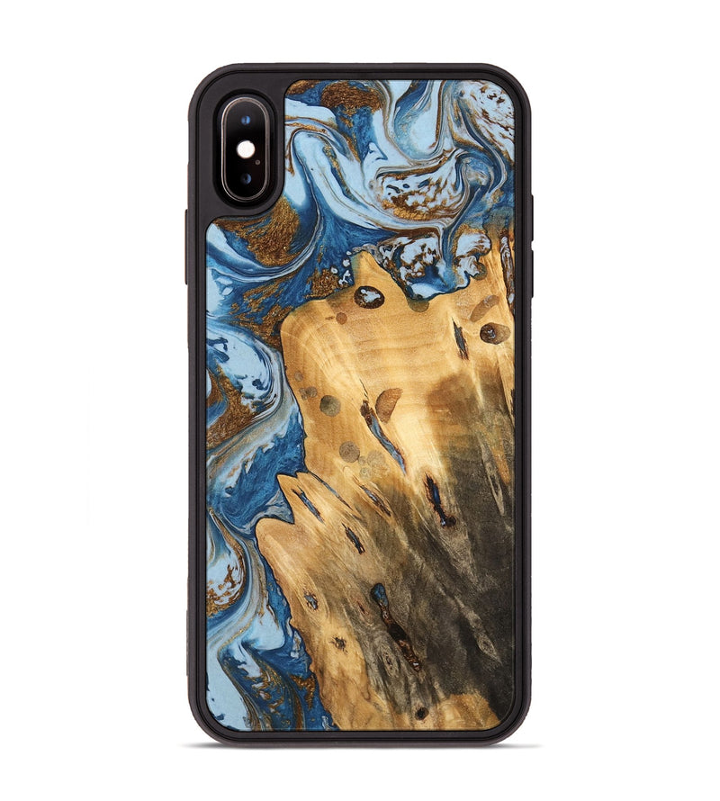 iPhone Xs Max Wood Phone Case - Barbee (Teal & Gold, 741152)