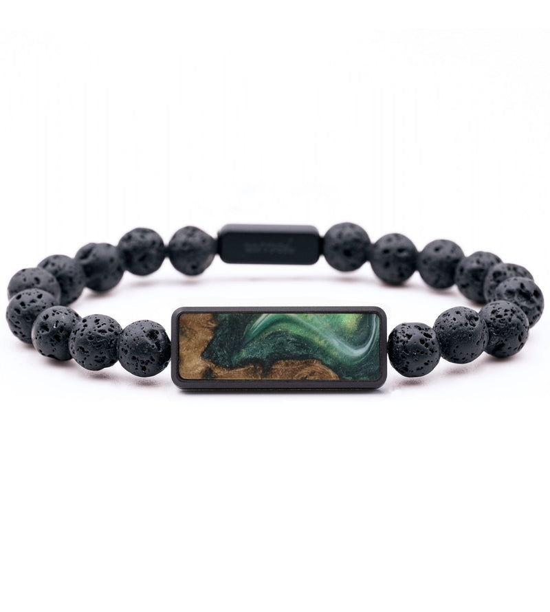 Lava Bead Wood Bracelet - Reid (Green, 741202)