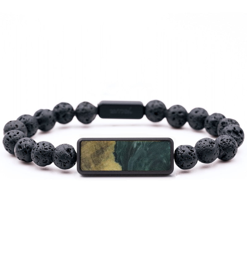 Lava Bead Wood Bracelet - Ron (Green, 741230)