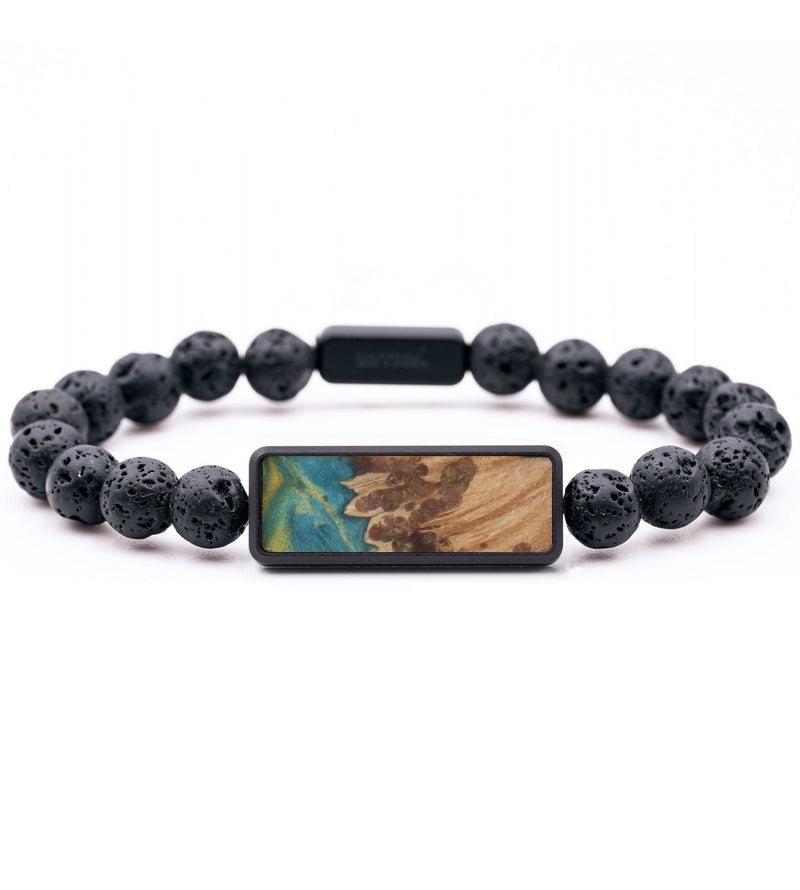 Lava Bead Wood Bracelet - Tierra (Teal & Gold, 741260)