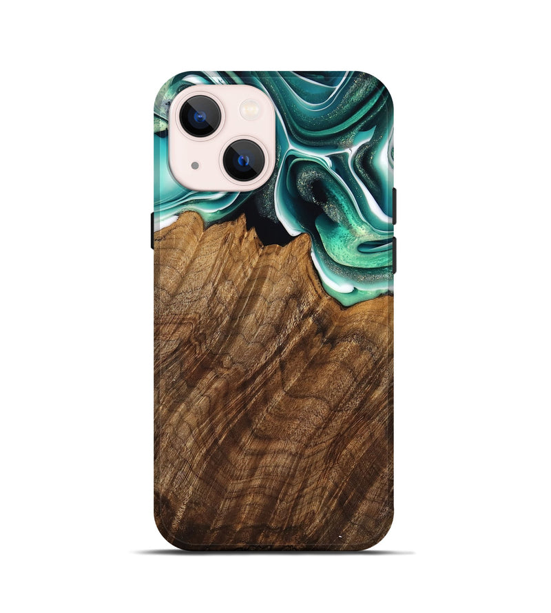 iPhone 13 mini Wood Live Edge Phone Case - Teodora (Green, 741322)