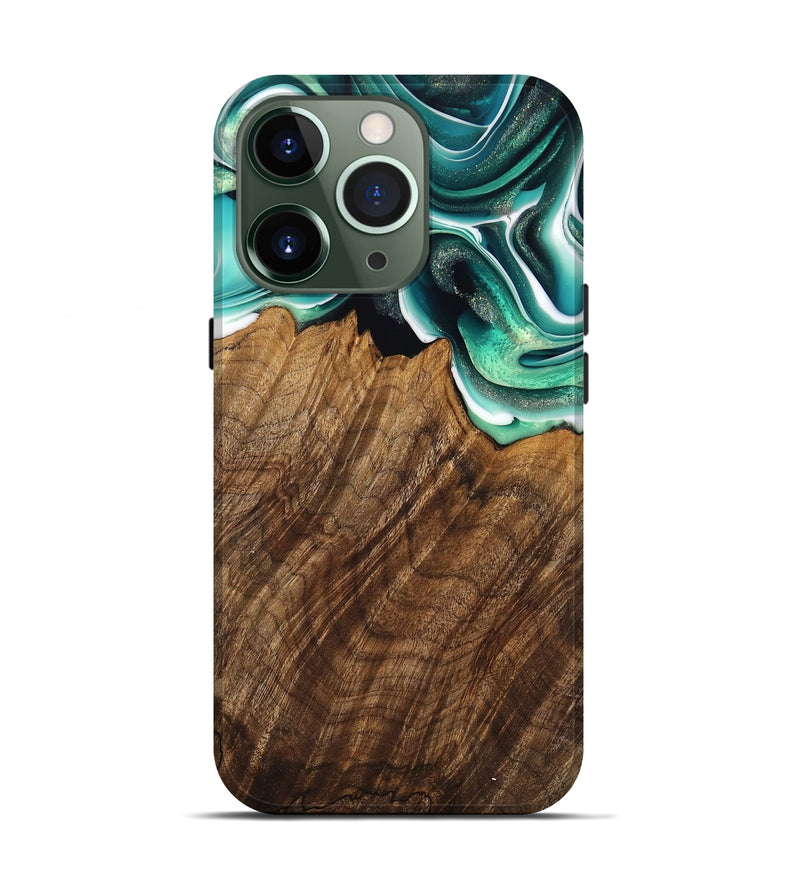 iPhone 13 Pro Wood Live Edge Phone Case - Teodora (Green, 741322)