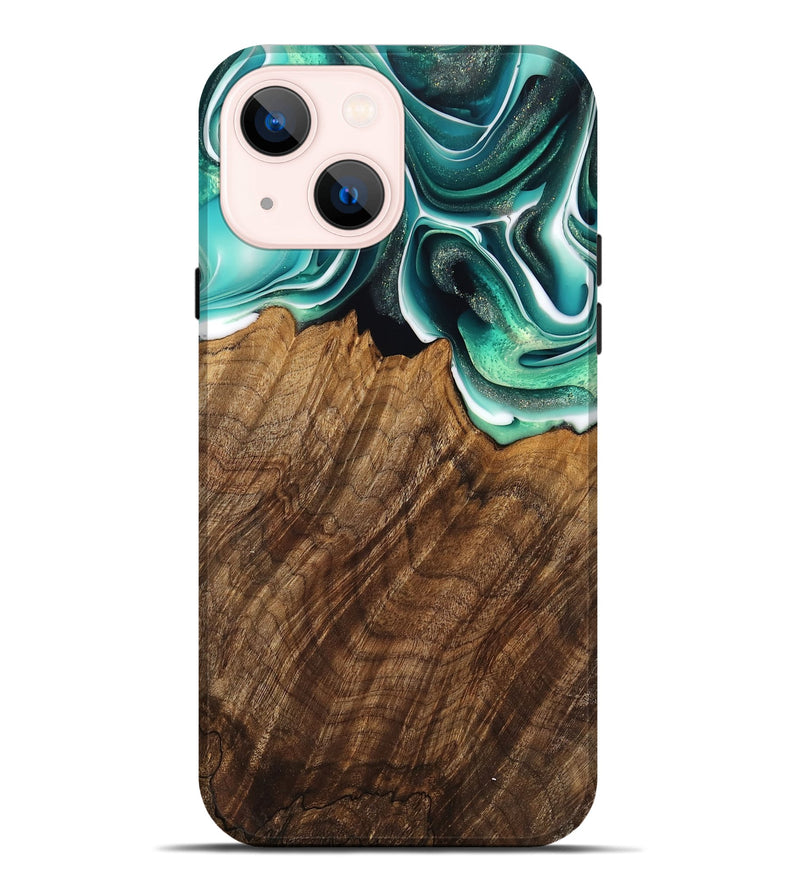 iPhone 14 Plus Wood Live Edge Phone Case - Teodora (Green, 741322)