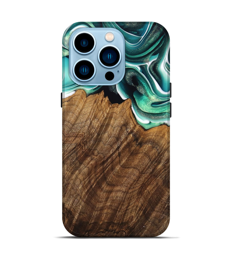 iPhone 14 Pro Wood Live Edge Phone Case - Teodora (Green, 741322)