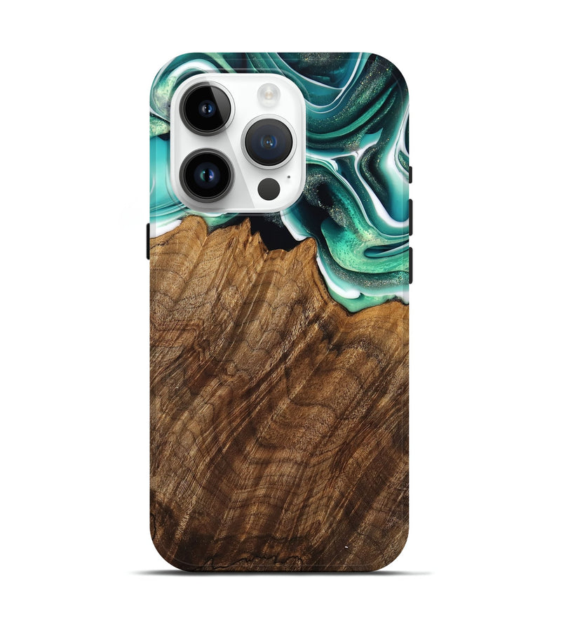 iPhone 15 Pro Wood Live Edge Phone Case - Teodora (Green, 741322)