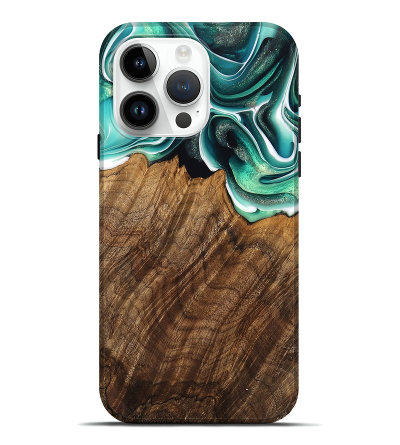 iPhone 15 Pro Max Wood Live Edge Phone Case - Teodora (Green, 741322)