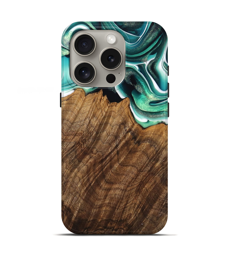 iPhone 16 Pro Wood Live Edge Phone Case - Teodora (Green, 741322)