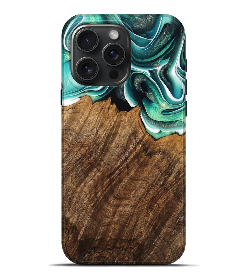 iPhone 16 Pro Max Wood Live Edge Phone Case - Teodora (Green, 741322)