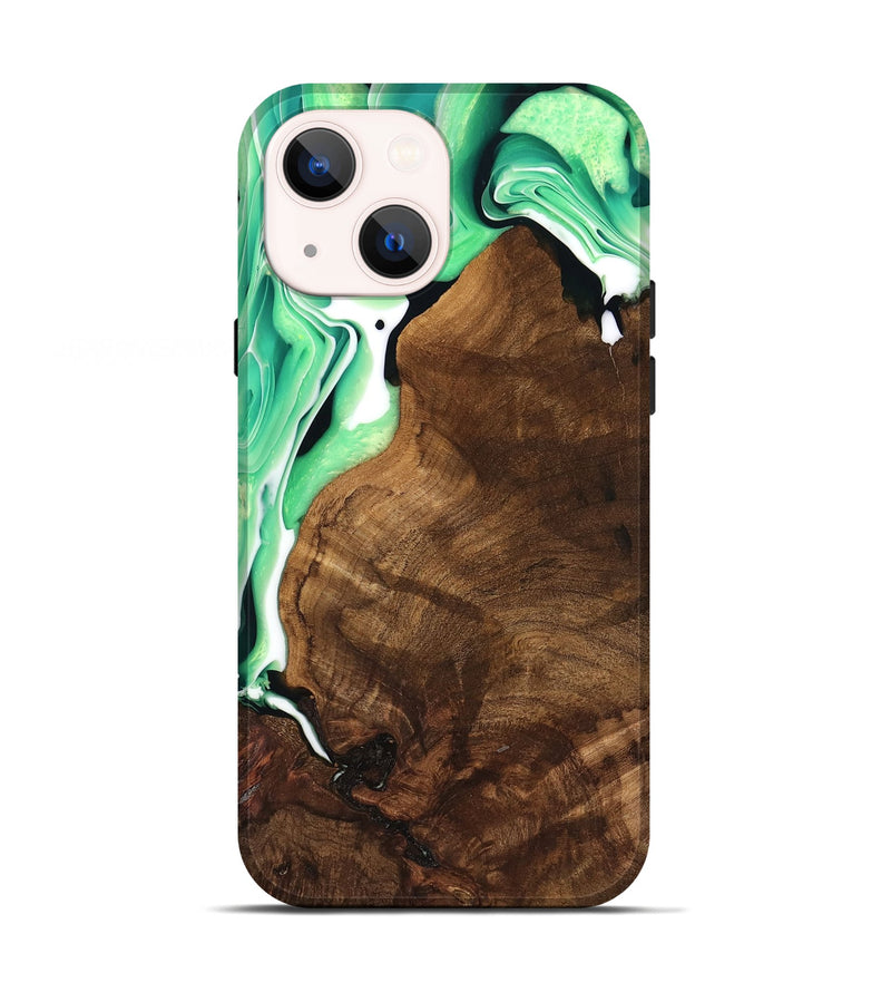 iPhone 13 Wood Live Edge Phone Case - Moon (Green, 741323)