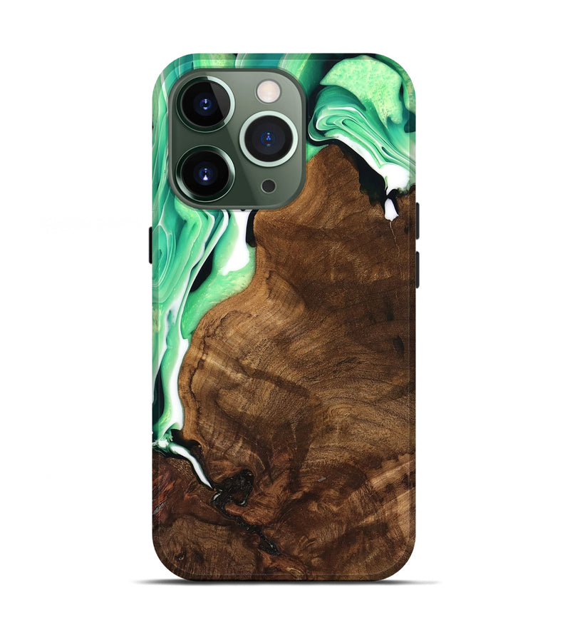 iPhone 13 Pro Wood Live Edge Phone Case - Moon (Green, 741323)