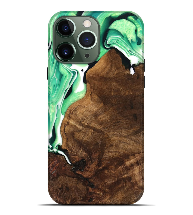 iPhone 13 Pro Max Wood Live Edge Phone Case - Moon (Green, 741323)