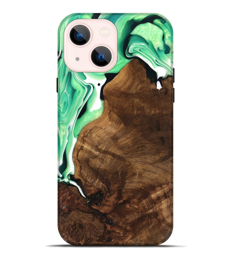 iPhone 14 Plus Wood Live Edge Phone Case - Moon (Green, 741323)