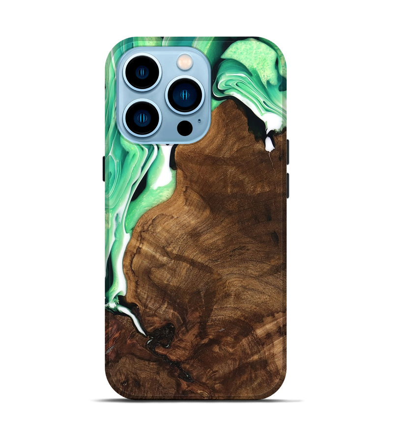 iPhone 14 Pro Wood Live Edge Phone Case - Moon (Green, 741323)