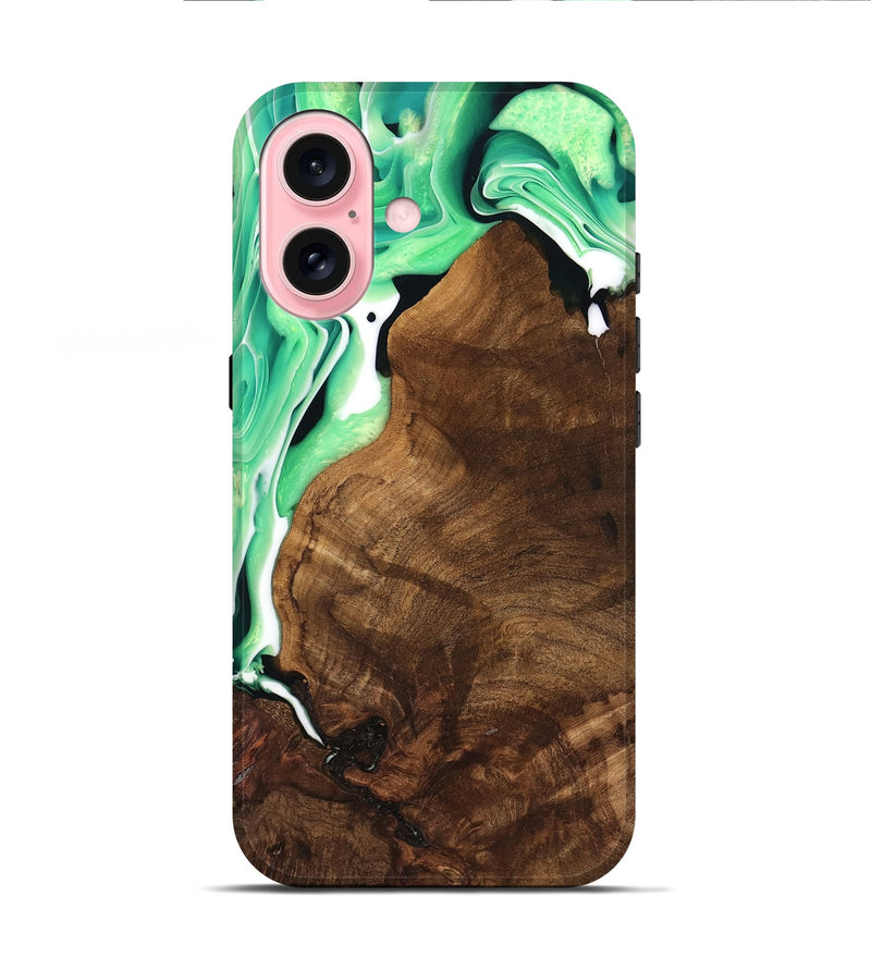 iPhone 16 Wood Live Edge Phone Case - Moon (Green, 741323)