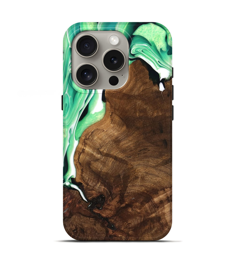 iPhone 16 Pro Wood Live Edge Phone Case - Moon (Green, 741323)