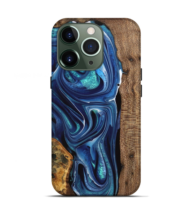 iPhone 13 Pro Wood Live Edge Phone Case - Maralyn (Blue, 741324)