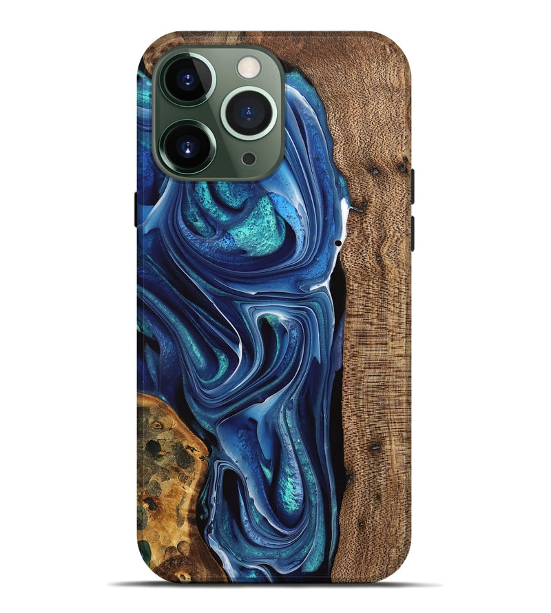 iPhone 13 Pro Max Wood Live Edge Phone Case - Maralyn (Blue, 741324)