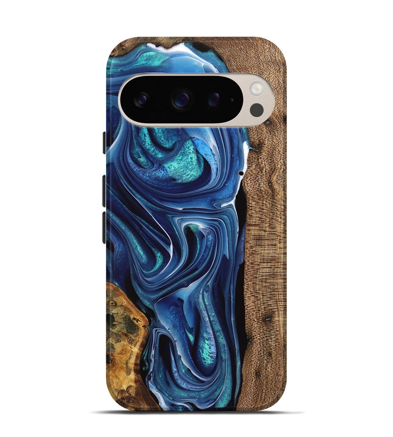 Pixel 9 Pro Wood Live Edge Phone Case - Maralyn (Blue, 741324)