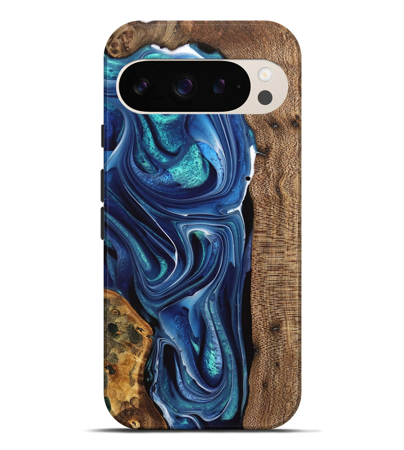 Pixel 9 Pro XL Wood Live Edge Phone Case - Maralyn (Blue, 741324)