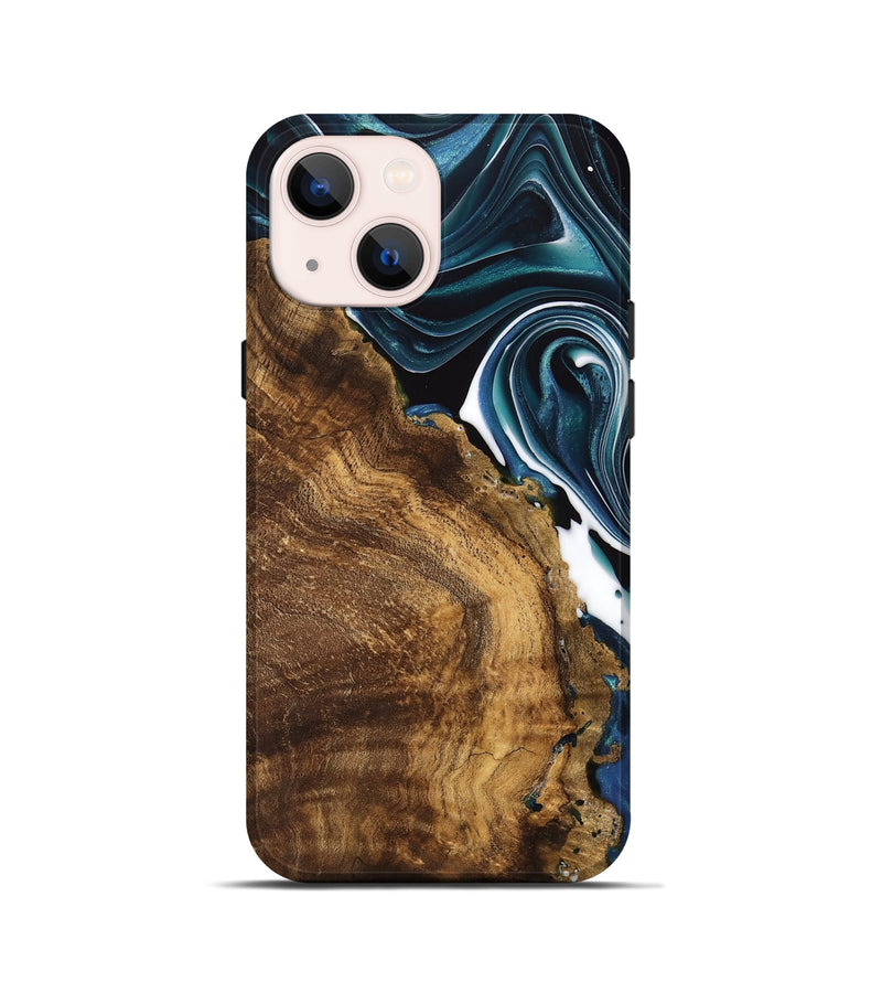 iPhone 13 mini Wood Live Edge Phone Case - Jacinda (Blue, 741326)