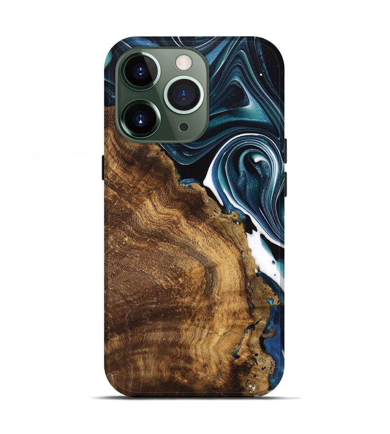 iPhone 13 Pro Wood Live Edge Phone Case - Jacinda (Blue, 741326)