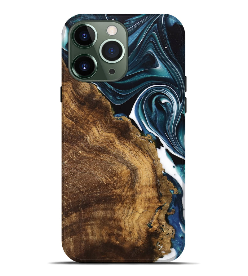 iPhone 13 Pro Max Wood Live Edge Phone Case - Jacinda (Blue, 741326)